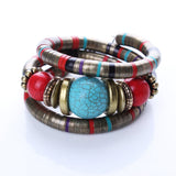 Hot Sale Fashion Jewelry Tibetan Silver Bracelets&BanglesTurquoise Inlay Roundness Bead Adjust Bangle 