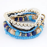 Hot Sale Korean Designer Fashion Bohemia Beads Beeaded Multi Strand Stretch Bracelet Bangles pulseira for Women Girl