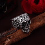 Hot Sale Men's Punk Style Flower Skull Biker Ring Fashion Skeleton Jewelry 