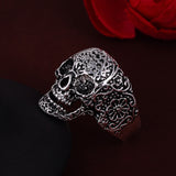 Hot Sale Men's Punk Style Flower Skull Biker Ring Fashion Skeleton Jewelry 