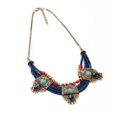 Hot Sale New Arrival Acrylic Zinc Alloy Christmas Gift Small Blue Beads Chain Vintage Europe Chokers Necklace