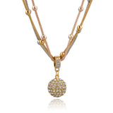 Hot Sale Women Long Necklace Gold Plated Chain Necklace Full Rhinestone Ball Pendant Necklace 