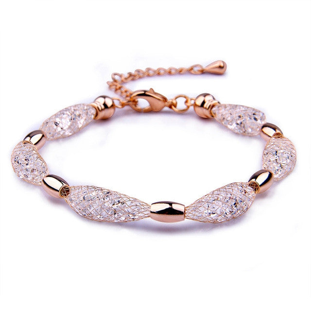 Hot Sell 18K Rose Gold Plated Crystal Chain Bracelet for Women Luxury High Quality Jewelry