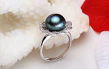 Hot Selling 925 Sterling Silver Ring For Women Black ring 11-12 mm Genuine Freshwater Pearl Jewelry High Quality
