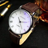 Hot Selling Good Deal Men Roman Numerals Blu-Ray Faux Leather Band Quartz Analog Business Watch