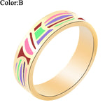 Hot Selling Newest Narrow Gold Plated Stainless steel Enamel Jewelry Rings