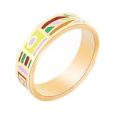 Hot Selling Newest Narrow Gold Plated Stainless steel Enamel Jewelry Rings