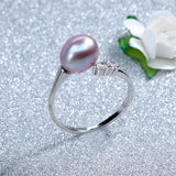 Hot Selling sterling-silver-jewelry 8-9mm Water Drop Freshwater Pearl Ring For Women Top Quality