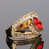 Hot Top Fashion Ruby Ring 18K Gold Plated Punk Rock Crystal Rings For Women Love Gift LY Vintage Jewelry