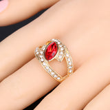 Hot Top Fashion Ruby Ring 18K Gold Plated Punk Rock Crystal Rings For Women Love Gift Vintage Jewelry