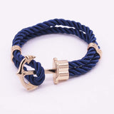 Hot Trendy Gold Silver Braided Rope Anchor Bracelet Men Charm Leather Bracelets & Bangles