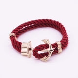 Hot Trendy Gold Silver Braided Rope Anchor Bracelet Men Charm Leather Bracelets & Bangles