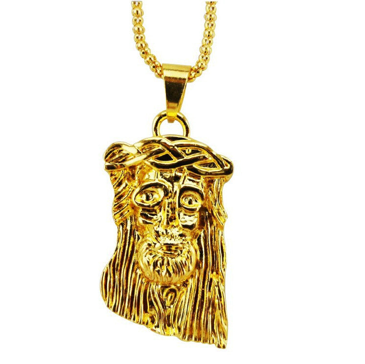 Hot gold filled jesus piece pendant necklace for men women hip hop jewelry gold chunky chain long necklace