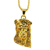 Hot gold filled jesus piece pendant necklace for men women hip hop jewelry gold chunky chain long necklace