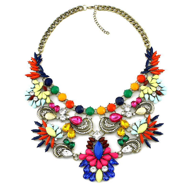 Hot sales Maxi Necklace Woman fashion jewelry Brand Necklaces & Pendants Colorful choker statement necklace