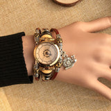 Hot sell Fashion Watch Women Ethnic Style Retro Leather Strap Watches High Quality Quartz Watch Clock