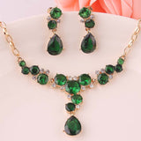Hot selling Multicolor Crystal with 18k Gold Plated Wedding Jewelry Sets for brides Fashion Jewelry set