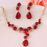 Hot selling Multicolor Crystal with 18k Gold Plated Wedding Jewelry Sets for brides Fashion Jewelry set