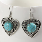 Hot selling New Fashion Brand designer Simple Geometric blue gem Bohemia Retro Turquoise earrings jewelry for woman earrings