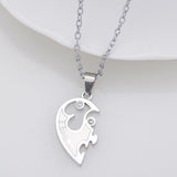 I Love You Couples Lover Pendant Men And Women Necklaces Wholesale Stainless Double Heart Necklace Jewelry