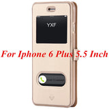 I6/6 Plus Luxury Smart Front Window View Leather Flip Case For Apple Iphone 6 4.7 Inch & For Iphone 6 Plus 5.5 Fundas Cover