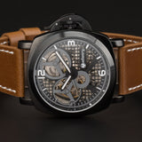 INFANTRY Men's Watches Brand Military Army Wristwatches Brown Leather Hand Winding Mechanical Skeleton New Relogio Masculino