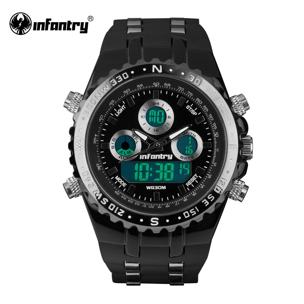 INFANTRY Mens Watches Pilot Reloj Digital Sports Watches Fashion Luxury Brand Watches Chronograph Alarm 30M Water Resistant