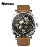INFANTRY Watch Skeleton Automatic Mechanical Military Mens Watches Leather Strap Fashion Casual Brand Watches Relojes 2016 Clock