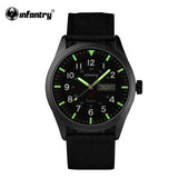 INFANTRY Mens Watches Relojes Hombre Luminous Watches New Date Day Police Black G10 Nylon Fabric Strap Quartz Watches