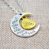 I Love You To The Moon And Back Silver Necklace Vintage Family Necklaces Pendants Fashion Women Jewelry Mom Christmas Gift