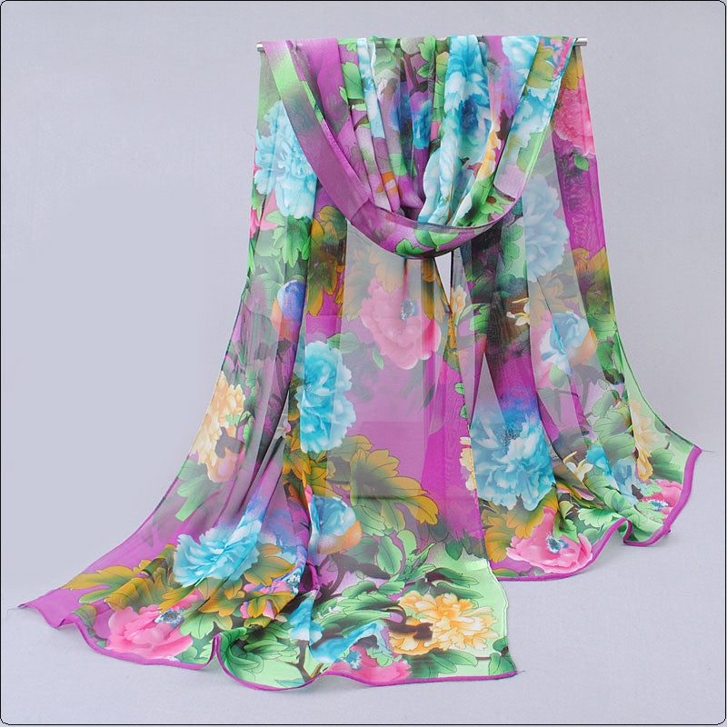 India hot sale new women for 4 seasons scarves polka velvet chiffon bohemia flower fashion summer