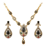 Indian Jewelry Set Elegant Drops Of Water Costume Jewelry Necklace Earring Sets Tibetan Silver Alloy Jewelry For Women