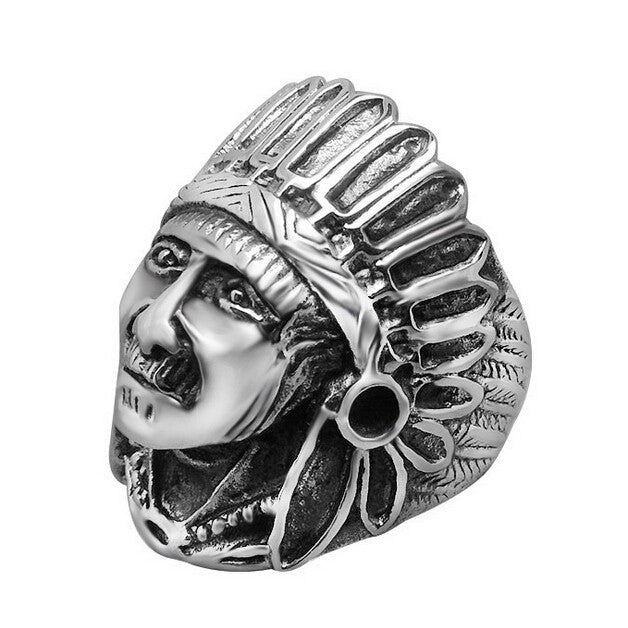 Indian Chief Ring Punk Cool Titanium Steel Rings For Men Religious Male Jewelry Accessories Vintage Best Friends Ring Men Anel