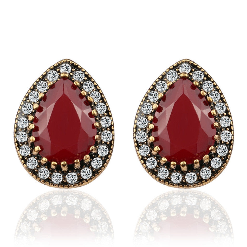 Indian Jewelry Designer Fashion Ruby Earrings For Women Water Drop Green Resin Jewellery