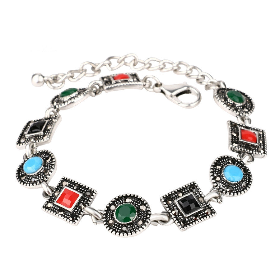 Indian Style Black Crystal Vintage Jewelry Bracelets Folk Style Women