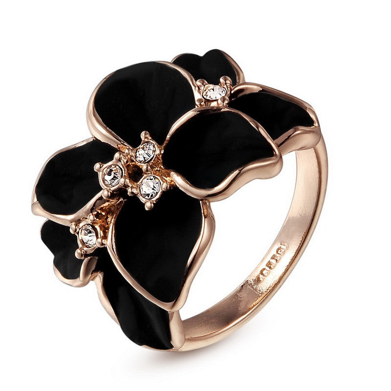 Italina Flower Ring Anel Aneis For Women With Austrian Crystal Stellux