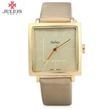 JULIUS Quartz Brand Lady Watches Women Luxury Rose Gold Antique Square Casual Leather Dress Wrist watch Relogio Feminino Montre