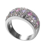 Female Pink & Purple Round Ring 925 Sterling Silver Filled Vintage Wedding Engagement Rings For Women