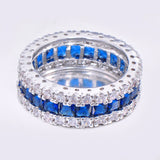 Men Women Blue Round Ring Vintage White Gold Filled Jewelry Christmas Gifts 