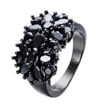Elegant Black Gold Filled CZ Ring Unique Design Vintage Party Wedding Zircon Rings For Women Gifts Fashion Jewelry