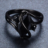 Fashion Jewelry S Style AAA Black Zircon Stone Finger Rings Black Gold Filled Women Men Wedding Party Promise Ring 