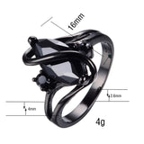Fashion Jewelry S Style AAA Black Zircon Stone Finger Rings Black Gold Filled Women Men Wedding Party Promise Ring 