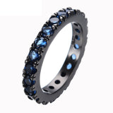 Fashion Men Women Blue Round Ring Vintage Black Gold Filled Jewelry Christmas Gifts