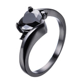 Female Heart Ring Fashion Style Black Gold Filled Jewelry Vintage Wedding Rings For Women Girlfriend Gifts