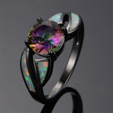 Female Mystery Rainbow Ring Fashion Style Black Gold Filled Jewelry Vintage Wedding Rings For Women New Year Gifts