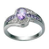 Female Purple Oval Ring Fashion White & Black Gold Filled Jewelry Vintage Wedding Rings For Women Birthday Stone Gifts