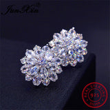 Female Snowflake Stud Earring 100% Real 925 Sterling Silver Jewelry High Quality AAA Zircon Double Earrings For Women