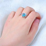Light Blue Zircon Female Oval Ring White Gold Filled Wedding Party Engagement Finger Rings For Women Fashion Jewelry