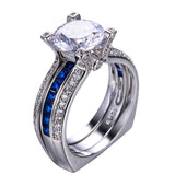Luxury Female Blue Ring Set Bridal Sets High Quality Gold Filled Jewelry Vintage Wedding Rings For Women Girlfriend Gift