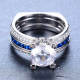 Luxury Female Blue Ring Set Bridal Sets High Quality Gold Filled Jewelry Vintage Wedding Rings For Women Girlfriend Gift